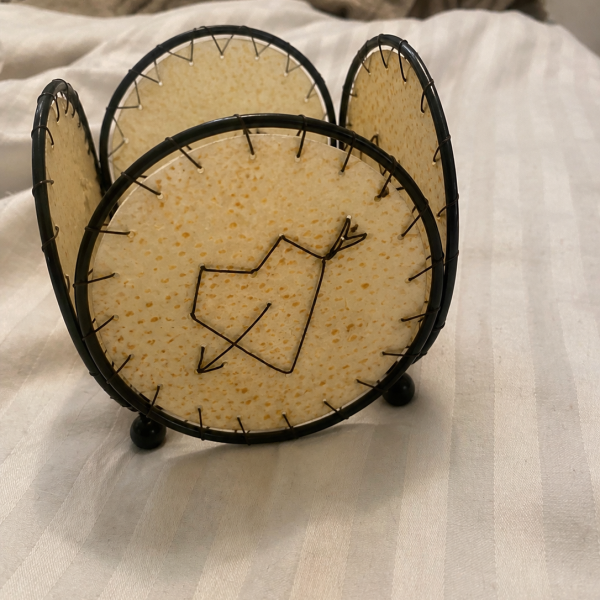 Beige Decorative Candle Holder with Black Frame