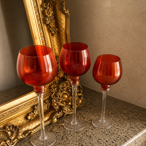 Red Transparent Decorative Candle Holder Set
