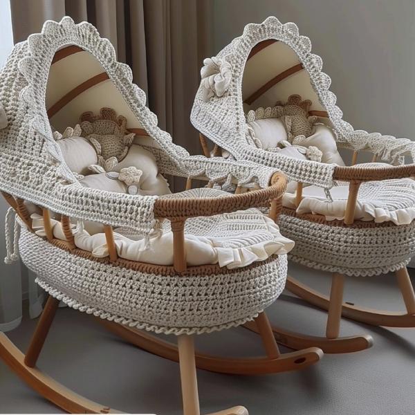 Handmade Crochet Baby Cradle