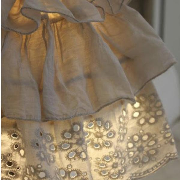 Handmade Linen Lampshade with Lace