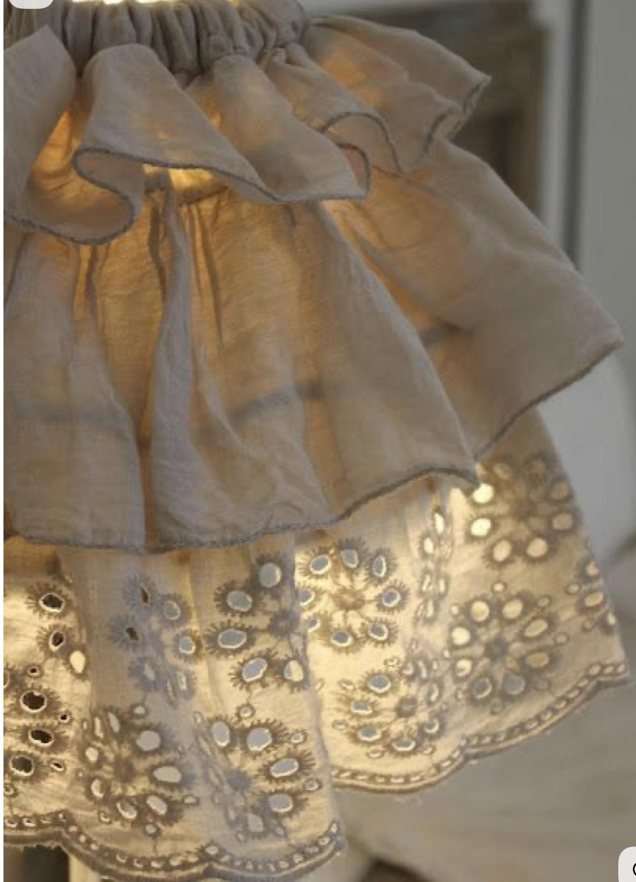 Handmade Linen Lampshade with Lace