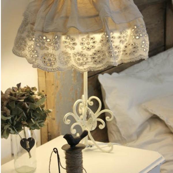 Handmade Linen Lampshade with Lace