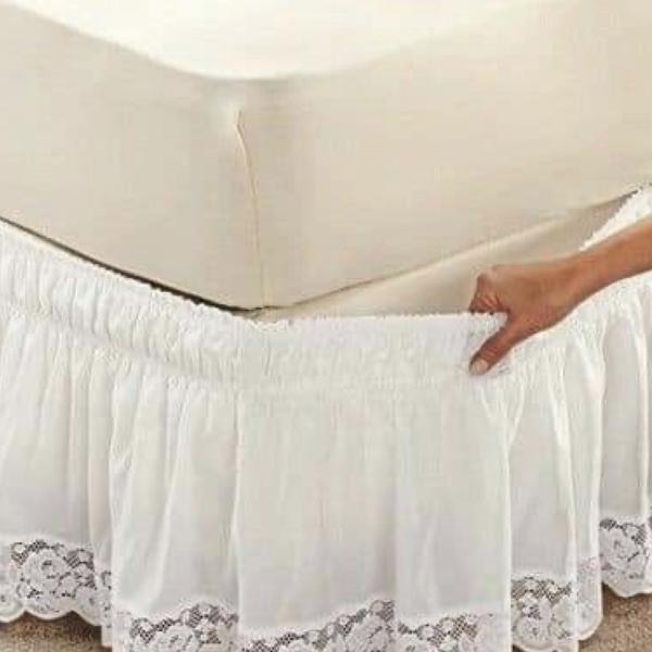 Elastic Bed Skirt with Lace