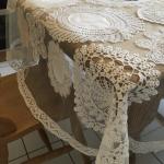 Handmade Crochet Lace Tablecloth on Tulle
