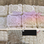 Handmade Crochet Bedspread & 2 Cushion Covers