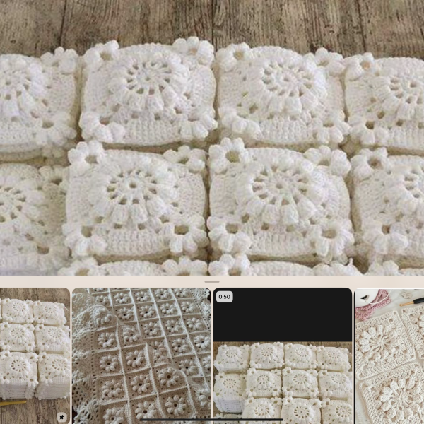 Handmade Crochet Bedspread & 2 Cushion Covers