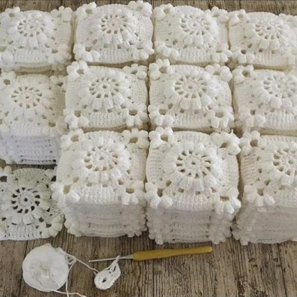 Handmade Crochet Bedspread & 2 Cushion Covers