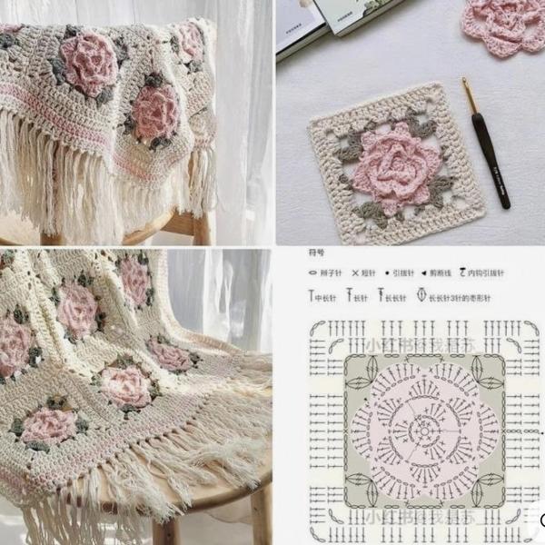 Handmade Crochet Bedspread & 2 Cushion Covers