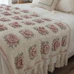 Handmade Crochet Bedspread & 2 Cushion Covers