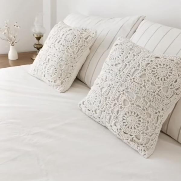 Handmade Crochet Bedspread & 2 Cushion Covers